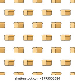 Fresh Loaf Of Bread Seamless Pattern On A White Background. Bread Food Theme Vector Illustration