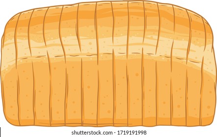 Fresh loaf of bread sliced, vector illustration isolated on white background