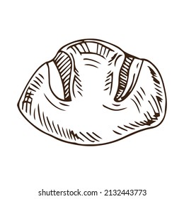 Ilustración aislada del vector de estilo de doodle de hogaza fresca. Dibujo a mano del bosquejo de pan