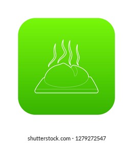 Fresh loaf icon green vector isolated on white background