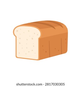 Fresh loaf of white bread vector illustration isolated on white background for bakery menu design