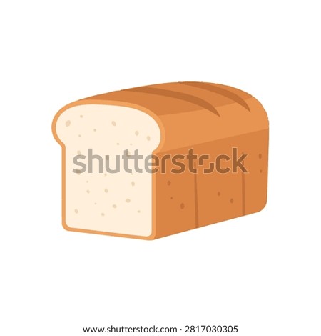 Fresh loaf of white bread vector illustration isolated on white background for bakery menu design