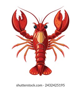 Fresh Lobster Vector Illustration on White Background