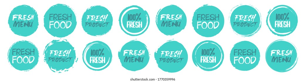 Colección de logotipos frescos. Conjunto de formas de círculos de grosor diferentes etiqueta con texto diferente