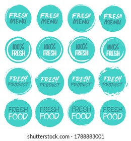 Fresh logo collection. Set of different grunge circles shapes label with different text