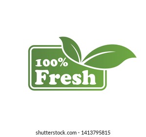 Fresh Logo.  of green leaf ecology. vector collection of bright and shine stickers.  nature element icon. food design. logo for restaurant, cafe menu, farm and shop 