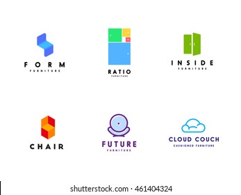 Fresh logo templates set for furniture business.