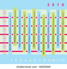 Fresh look calendar for year 2010