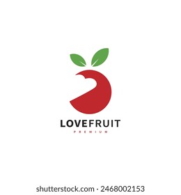 diseño fresco del logotipo de la fruta del amor con las marcas de mordedura del amor ilustración 