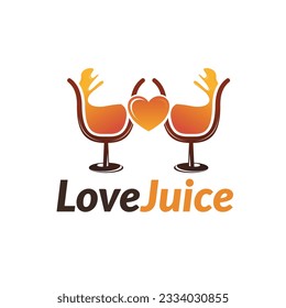 fresh love juice drink logo design , 
glass juice logo for shop hand cart