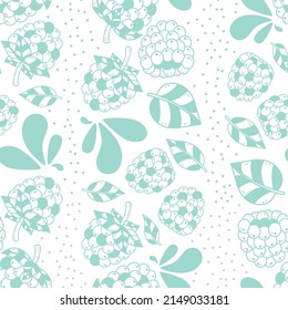 A Fresh And Luscious Seamless Pattern Featuring Raspberries. A  Cute Pattern Design Filled With Sweet, Round And Juicy Berry Fruit, Complete With Leaves And Some Splashes Here And There.