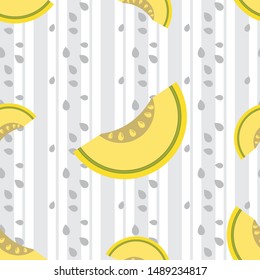 Fresh lychee melon background. Hand drawn overlapping backdrop. Colorful wallpaper vector. Seamless pattern with citrus fruits collection. Decorative illustration, good quality for printing. Natural