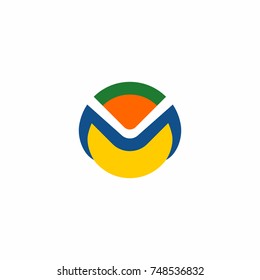Fresh M Letter Initial on Oval Shape Logo Vector