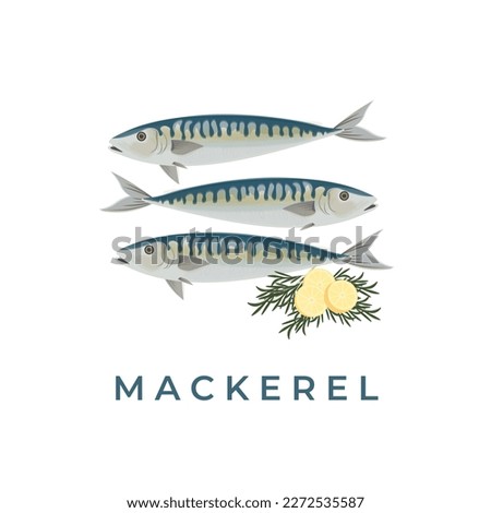 Fresh mackerel fish Vector Illustration logo