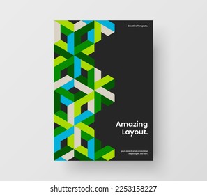 Fresh magazine cover design vector concept. Premium mosaic shapes annual report template.