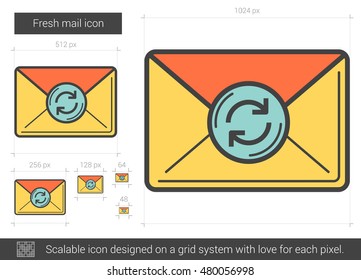 Icono de línea vectorial de correo fresco aislado en fondo blanco. Icono de línea de correo fresco para infografía, sitio web o aplicación. Icono escalable diseñado en un sistema de cuadrícula.