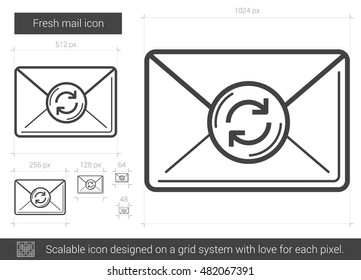 Fresh mail vector line icon isolated on white background. Fresh mail line icon for infographic, website or app. Scalable icon designed on a grid system.