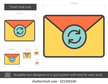 Fresh mail vector line icon isolated on white background. Fresh mail line icon for infographic, website or app. Scalable icon designed on a grid system.