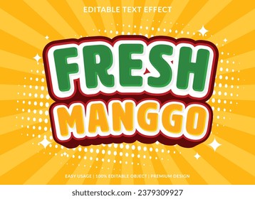 plantilla de efecto de texto modificable de mango fresco para marca comercial y logotipo