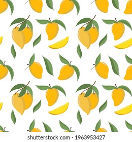Fresh mango background Hand drawn Colorful Vector wallpaper Seamless pattern Decorative illustration good for printing