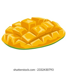 Fresh Mango Chopped Cubes Illustration Flat Design Vector