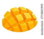fresh mango cube sliced fruit healthy food flat color vector illustration template design