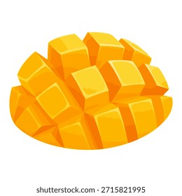 Cubo de mango fresco rebanado de fruta Comida saludable Color plano Ilustración vectorial Diseño de Plantilla
