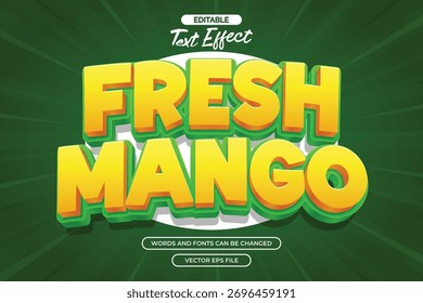 Fresh mango editable text effect with cartoon text style and with comic background	