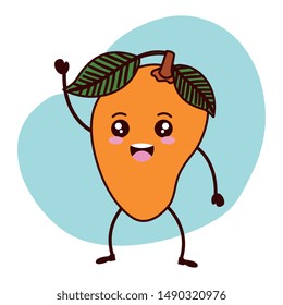 fresh mango fruit kawaii characters