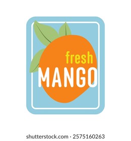 Fresh mango fruit sticker in flat design. Vector illustration isolated.