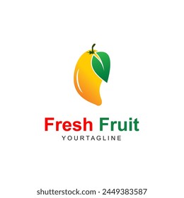Fresh Mango Fruit Vector Graphic Logo.
