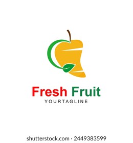 Logotipo gráfico fresco del Vector de la fruta del mango.