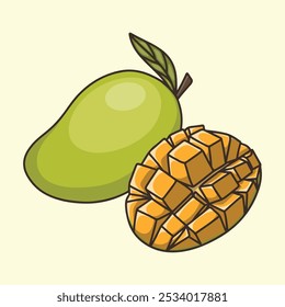 Frische Mango einzeln auf hellorangefarbenem Hintergrund