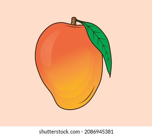 Mango fresco con ilustraciones vectoriales de hojas