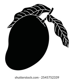 Fresh Mango with Leaves Vector Illustration vector illustration features a vibrant, fresh mango with its accompanying leaves. The mango is depicted with rich, golden-yellow tones.