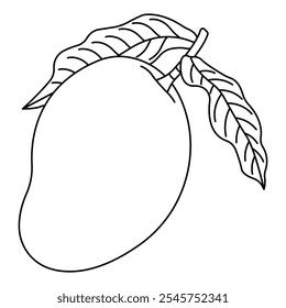 Fresh Mango with Leaves Vector Illustration vector illustration features a vibrant, fresh mango with its accompanying leaves. The mango is depicted with rich, golden-yellow tones.