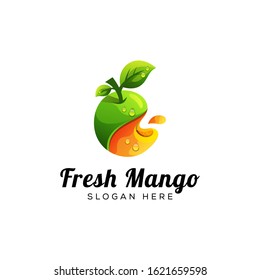 fresh mango logo, juice mango logo illustration vector template