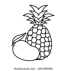 fresh mango and pineapple fruits