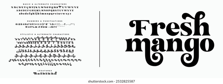 Fresh Mango Serif, Stylish Display Bold Font alphabet