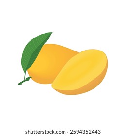 Fresh Mango Slice Juice Bottle illustration on white background Vol 02