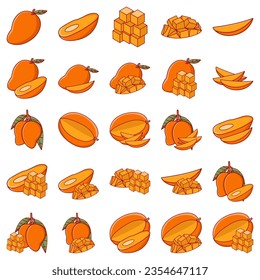 Fresh mango with mango slice and leaves vector illustration