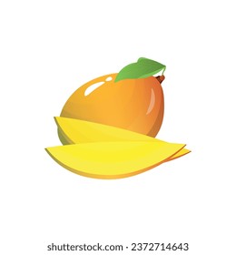 Mango fresco con rodajas sobre fondo blanco