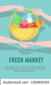 Fresh market design template. Vector illustration in flat style