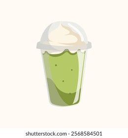 Fresh matcha smootie with whipped cream. for menu, recipe design or food blog