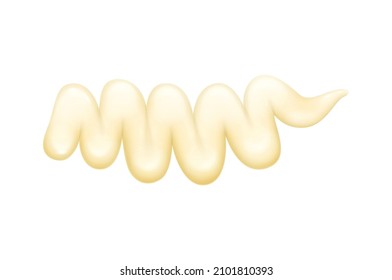 Fresh mayonnaise sauce strip on white background realistic vector illustration