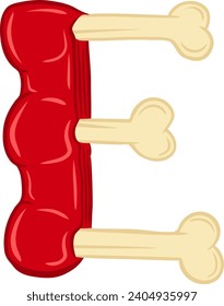 Vector de letras alfabéticas de carne fresca