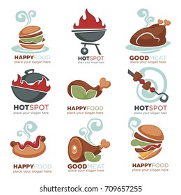fresh meat, bbq, beef, chicken, turkey menu, logo, label, emblems collection