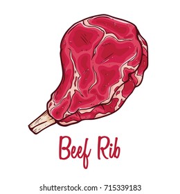 fresh meat  beef rib with text and colored hand drawn or doodle art