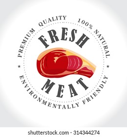 Fresh Meat, Butcher Shop, Stamp, Vector Logo.