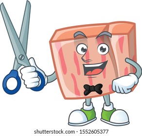 Fresh meat cartoon with barber character shape